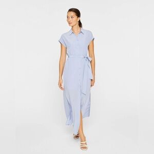 NWT- CLUB MONACO - Danielle 100% Silk Dress. A long belted shirtdress. Size 6